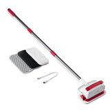 CLEANmaxx Akku-Scheuerbürste weiß/rot mit 3 Reinigungsaufsätzen, kabellos, bis 80 Min. Akku, individuell zusammensetzbarer Stiel bis 120 cm.