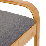 LUMALAND - Schuhregal aus Bambus mit Sitzbank in Grau, modernes, platzsparendes Design mit komfortablem Sitzkissen.
