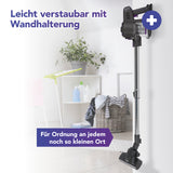 CLEANmaxx Akku-Zyklonsauger 2in1 kabellos mit Wandhalterung, 22,2 V Akku, 3 Düsen, flexibel als Hand- und Bodensauger einsetzbar.