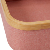 LUMALAND Aufbewahrungsboxen mit Bambus-Rahmen - 4er-Set - Rosa, rechteckige Box mit stabilem Bambusrahmen und rosa Stoffbezug.
