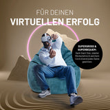 LUMALAND Sitzsack GIANT aus der Cord-Reihe, 135 x 100 cm - Bezug soft & waschbar in Navyblau, supergroß und bequem für Zuhause.