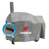 LANDMANN Premium Wetterschutzhaube 93x147x125 cm Grau, robust, wasserdicht, UV-beständig, atmungsaktiv, für Outdoor-Grillschutz.