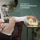 EASYmaxx Radio Retro - Stil der 50er-Jahr - Vanille mit Drehreglern für Frequenzbereich und Lautstärke, kabelloses FM-Radio im 50er-Jahre-Design.