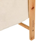 LUMALAND Kleiderständer aus Bambus in Beige, robuste Konstruktion mit integriertem Ablagefach, Maße 159 x 60 x 45 cm.