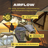 Where Tomorrow - Pop up Duschzelt - 10 Sek. Quick-up-Aufbau - 220 cm hoch - Braun mit Lüftungsöffnung, Netzboden und Sichtschutzfenster.