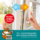 EASYmaxx Dichtungsband 9x6mm selbstklebend - 16m dichtet Türen- und Fenster-Spalten gegen Kälte, Wärme, Zugluft und Staub ab.