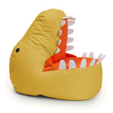 LUMALAND Animal Line Kindersitzsack Dino - Senfgelb, großer weicher Sitzsack in Dinosaurierform mit wasserabweisendem Bezug.