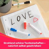 EASYmaxx Schreib-Set für Leuchtkasten mit 3 Stiften in schwarz/blau/rot und 20 blanko Karten zum kreativen Beschriften.