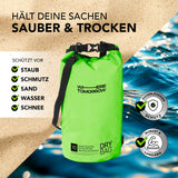 Where Tomorrow Dry Bag 10L - Grün, wasserdicht, robust, schützt vor Staub, Schmutz, Sand, Wasser und Schnee beim Outdoor-Abenteuer.