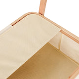 LUMALAND Kleiderständer aus Bambus 159x60x45 cm beige mit stabilem Ablagefach für Jacken und Schuhe, modernes Naturdesign.