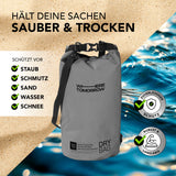 Where Tomorrow Dry Bag 10L - Style 01 - Grau, wasserdichter, robuster Rucksack schützt vor Staub, Schmutz, Sand, Wasser und Schnee.