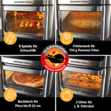 GOURMETmaxx Heißluft-Ofen Digital mit Sichtfenster, 12 l, Edelstahl, vielseitig für Grillen, Frittieren, Backen und Dörren.