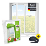 EASYmaxx Moskitonetz für Fenster bis 110 x 130 cm mit selbstklebendem Klettband für einfache Montage und zuverlässigen Insektenschutz.