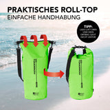 Where Tomorrow Dry Bag 20L - Style 02 - Grün mit wasserdichtem, praktischem Rolltop-Verschluss für sicheren Outdoor-Schutz.