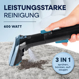 CLEANmaxx Polster- & Teppichreiniger Pro Power 3in1 entfernt Flecken durch Sprühen, Bürsten und Saugen mit 600 Watt Leistung.