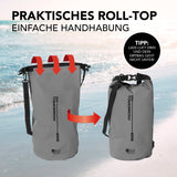 Where Tomorrow Dry Bag 10L - Style 02 - Grau mit praktischem wasserdichtem Rolltop-Verschluss und verstellbarem Schultergurt