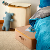 LUMALAND Aufbewahrungsbox mit Bambus-Rahmen - 54 x 33 x 18 cm - 2er-Set - Grau, faltbare Organizer unter dem Bett.