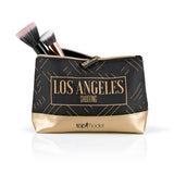 GNTM Schminktasche - schwarz/gold mit robuster Lederoptik, innenliegender Tasche und idealer Größe für unterwegs.