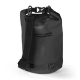 Where Tomorrow Dry Bag 5L - Style 01 - Schwarz, wasserdichter, robuster Outdoor-Rucksack mit verstellbarem Schultergurt und Rolltop-Verschluss.