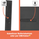 EASYmaxx LED-Leuchtkasten A3 weiß/schwarz mit kabellosem Batteriebetrieb oder Stromversorgung via USB-Kabel für flexible Nutzung.