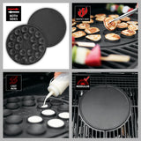 LANDMANN Wendeplatte Modulus - 30 x 39 cm - schwarz, runde beidseitig verwendbare Gusseisenplatte für Poffertjes und Crèpes, Modulus-Grillsystem