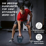 #DoYourFitness Kettlebell 28 kg aus massivem Gusseisen mit Neoprenbeschichtung für sicheres und leises Fitnesstraining.