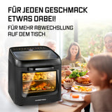 GOURMETmaxx Heißluftofen mit Panoramadach & Frontfenster, 12,5 l, 12 Programme, kompakt für Familiengerichte bis 8 Personen.