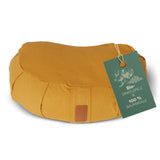 #DoYourYoga Yoga-Kissen Ganesh gefüllt mit Bio-Dinkelspelz, Halbmondform 45x30x14 cm, Indischgelb, 100% Baumwolle Bezug.