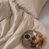 LUMALAND Premium Bettwäsche Everyday - Ganzjahres Bettbezug 155x200 cm & Kissenbezug 80x80 cm Beige in weicher Polycottonqualität