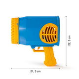 EASYmaxx Bubble Maker / Seifenblasengerät in Blau und Gelb, kompakt, batteriebetrieben mit 69 Auslässen für viele Seifenblasen.