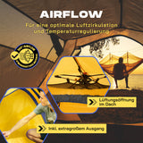 Where Tomorrow - Pop up Wurfzelt für 3 Personen mit 10 Sek. Quick-up-Aufbau, gelb, luftzirkulierend und extragroßem Ausgang.