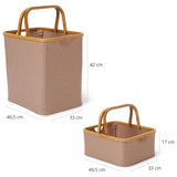 LUMALAND Bambus-Rahmen-Aufbewahrungskorb - 2er-Set - Taupe, faltbar, verschiedene Größen, stabil und praktisch für Ordnung zuhause.