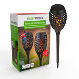 EASYmaxx Solar-Fackel LED mit Erdspieß und Clip 2er-Set dekorative Solar-Gartenleuchten mit Flammeneffekt und wetterbeständig