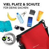 #DoYourOutdoor Dry Bag 5L - Rot wasserdichter, robuster Outdoor-Rucksack mit UV-Schutz und verstellbarem Schultergurt.