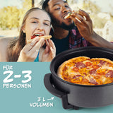 GOURMETmaxx elektrische Partypfanne Ø 30 cm mit Thermostat und Glasdeckel, ideal für Pizza und Gerichte für 2-3 Personen.