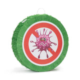 LUMALAND Pinata Set zum Befüllen inkl. Schläger & Augenbinde "Beat The Virus" grün/rot 50x50x15 cm mit Virus-Design