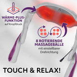 VITALmaxx Shiatsu-Massagegerät mit Knet- & Druckmassage, Wärmefunktion und 8 rotierenden Massagebällen für flexible Entspannung