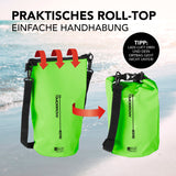 Where Tomorrow Dry Bag 5L - Style 02 - Grün mit wasserdichtem Rolltop, robustem Material und verstellbarem Schultergurt für Outdoor-Abenteuer.