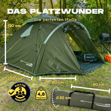 Where Tomorrow Pop up Familienzelt für 3 Personen, 10 Sek. Quick-up, 220x220x130 cm, grünes, wasserdichtes Outdoor-Zelt mit Vorzelt.