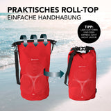 #DoYourOutdoor Dry Bag 10L Rot mit wasserdichtem Rolltop-Verschluss und verstellbarem Schultergurt für Outdoor-Abenteuer.