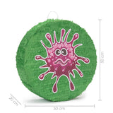 LUMALAND Pinata Set zum Befüllen inkl. Schläger & Augenbinde "Beat The Virus" grün/rot 50x50x15 cm mit Virus-Motiv