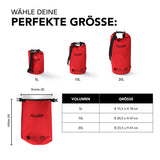 Where Tomorrow Dry Bag 10L - Style 01 - Rot, robuster wasserdichter Rucksack mit Rolltop und verstellbarem Schultergurt, ideal für Outdoor.