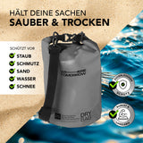 Where Tomorrow Dry Bag 5L - Style 01 - Grau, wasserdichter, robuster Dry Bag mit Rolltopverschluss für Outdoor-Aktivitäten.