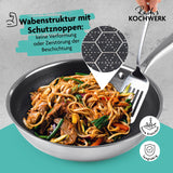 Rachs KOCHWERK Wok-Pfanne mit Wabenstruktur, Ø28 cm, antihaftbeschichtet, kratzfest, für alle Herdarten, gesundes fettarmes Braten