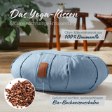 #DoYourYoga Yoga-Kissen Ganesh in blau, gefüllt mit Bio-Buchweizenschalen, 100% Baumwolle, Meditations- und Sitzkissen, 45 x 30 x 14 cm.
