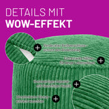 LUMALAND Sitzsack Pouf (Cord-Reihe), 50L mit verdecktem Reißverschluss, extra starken Nähten und waschbarem, flauschigem Bezug in Dunkelgrün.