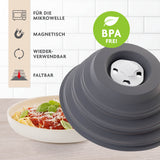 KitchBo Faltbare Mikrowellenhaube mit Magnet zur einfachen Verstauung in der Mikrowelle, BPA frei, faltbar, wiederverwendbar.