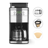 BEEM FRESH-AROMA-PERFECT SUPERIOR Filterkaffeemaschine mit Mahlwerk, Glaskanne, 24-Stunden-Timer und 28-stufiger Mahlgradeinstellung.