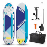 MAXXMEE XXL-SUP-Board für 6 Personen – aufblasbares 550 cm Board mit 6 Alu-Paddeln, 2 Pumpen und Transporttasche für bis zu 650 kg Belastung.
