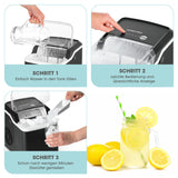 GOURMETmaxx Eiswürfelbereiter - schwarz mit 1,3L Tank, 2 Eiswürfelgrößen und schnellem Eiswürfelbereiten in ca. 8 Minuten.